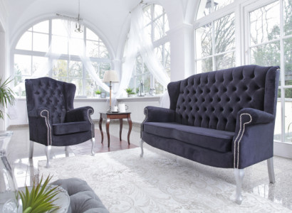 Klassische Chesterfield Sofagarnitur 3+2 Sitzer Sofa Couch Polster Samt Textil